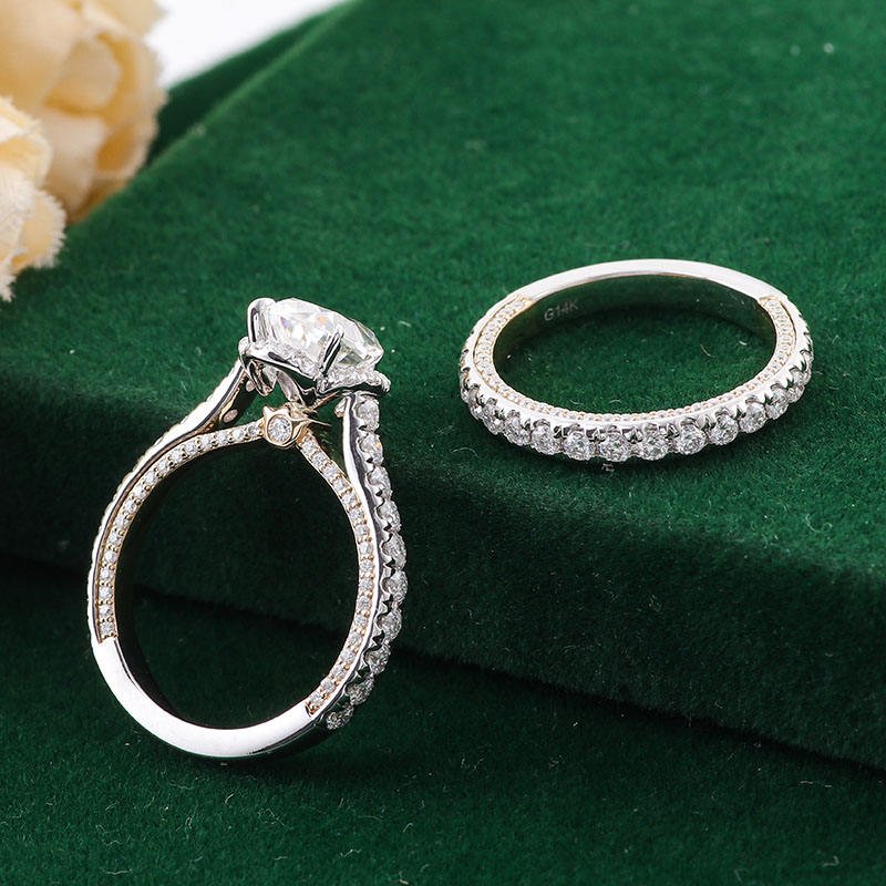 2.3 Pear Moissanite With 292 Round Cut Diamonds Bridal Set