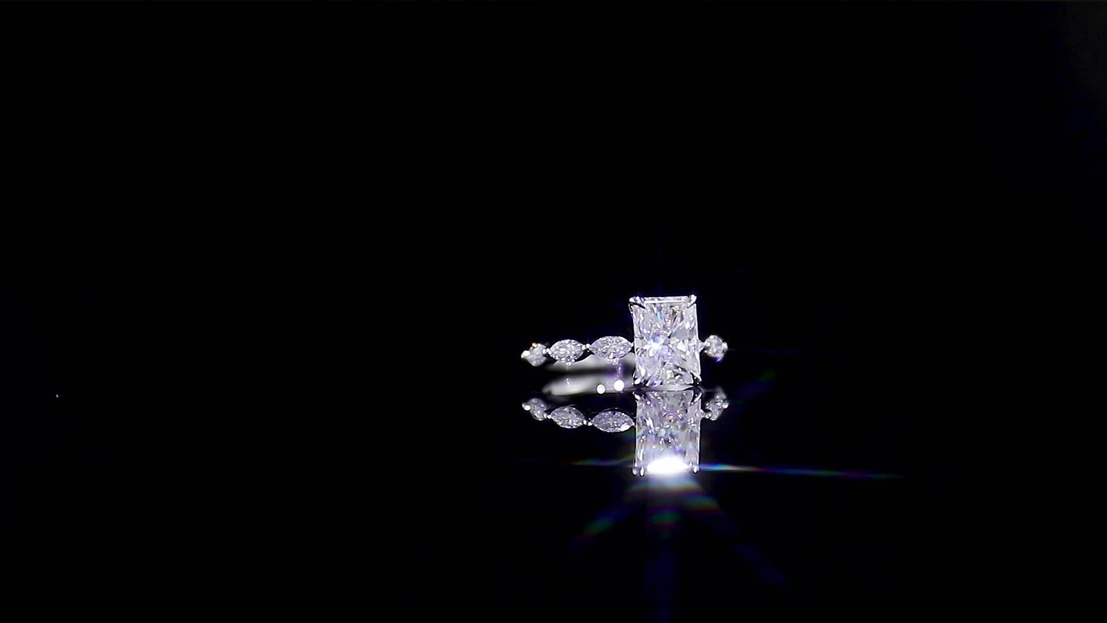 2.26 CT Radiant Moissanite With Marquise Engagement Ring