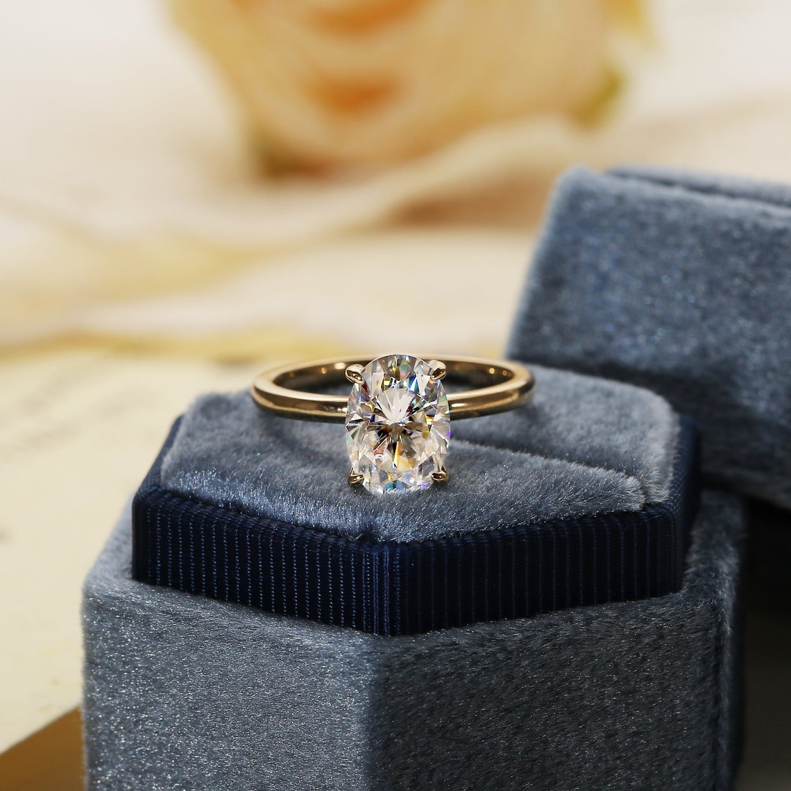 2.01 CT Oval Moissanite Engagement Ring