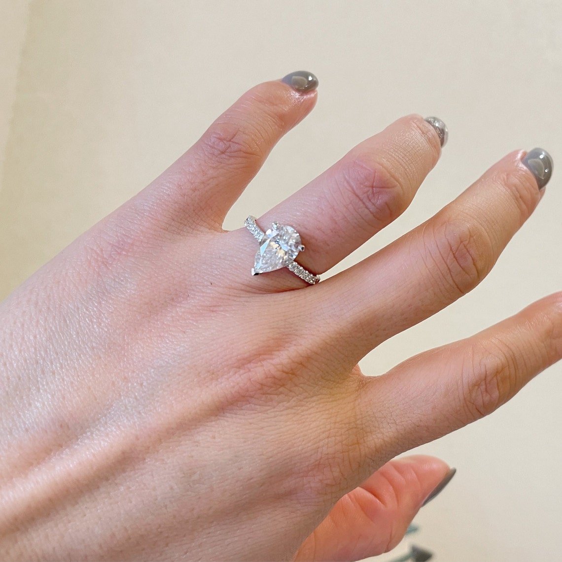 2.02 Ct Pear Moissanite Engagement Ring