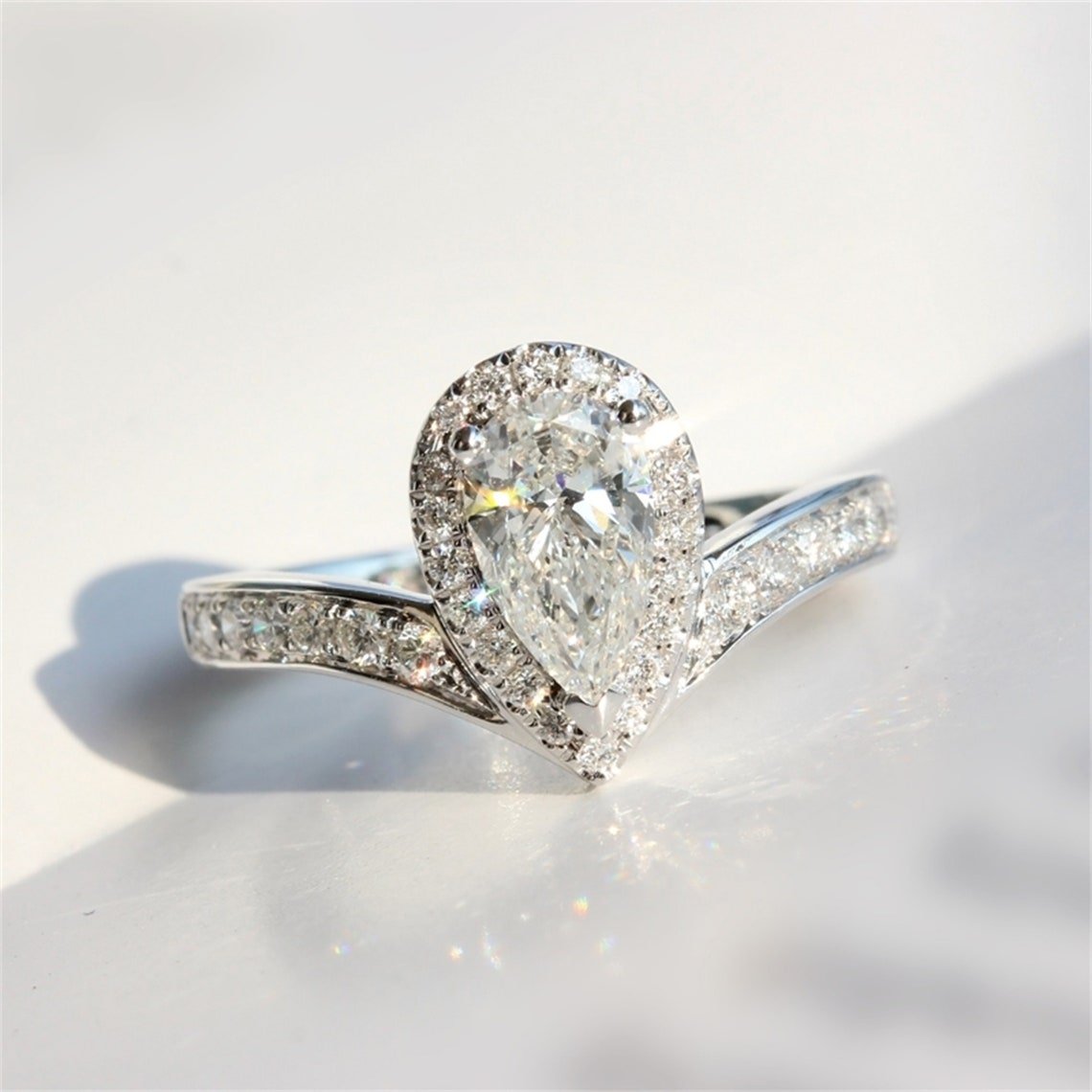 2.0 Pear Moissanite Engagement Ring