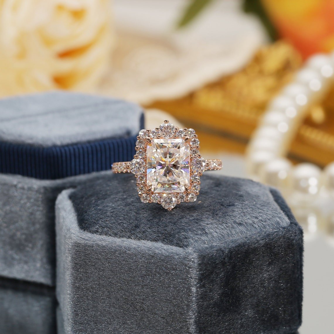 2.50 Ct Radiant Cut Moissanite Engagement Ring