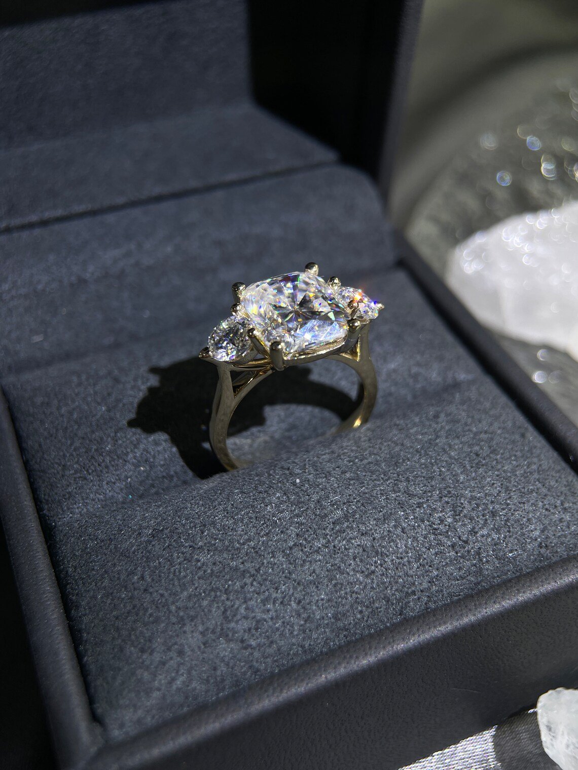 2.0 Elongated Cushion Moissanite Engagement Ring