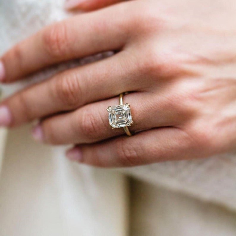 4.00Ct Moissanite Asscher Engagement Ring