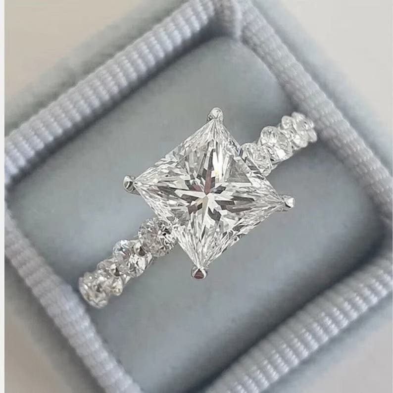 2.20 Ct Princess Moissanite Engagement Ring