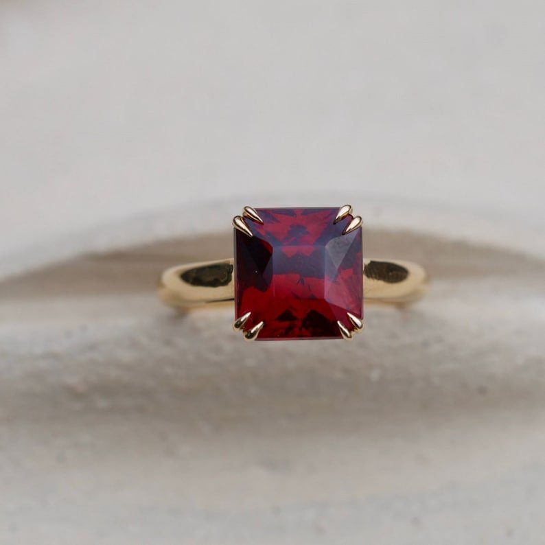 Ravishing Red Square Cushion Engagement Ring